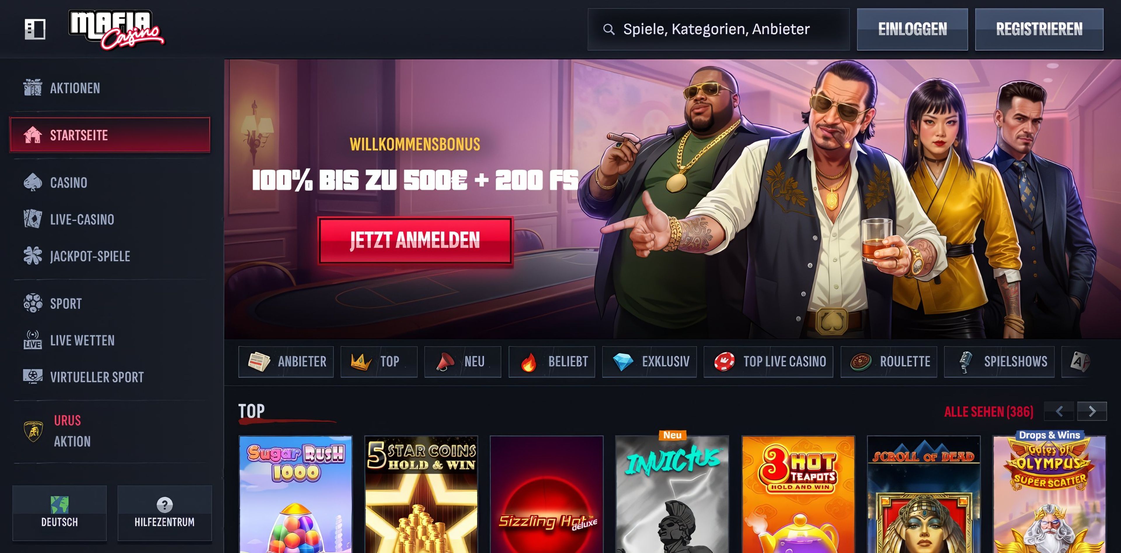 Mafia Casino desktop screenshot 1